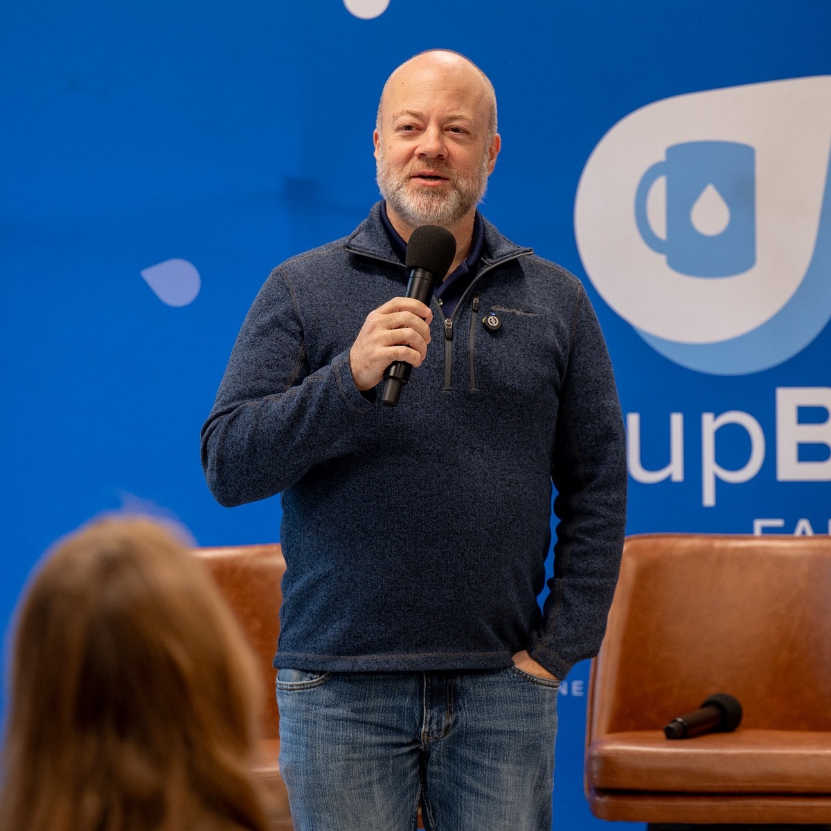 Jack Hoss, founder of Apleo, speaking at StartupBREW Fargo